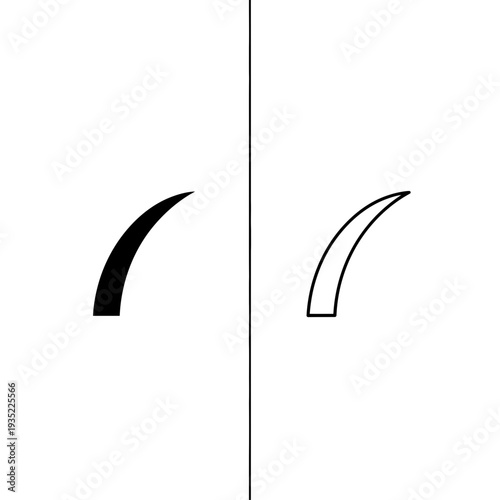 Curved Line Icon: Bold Black and Outline Shapes for Abstract Design Elements