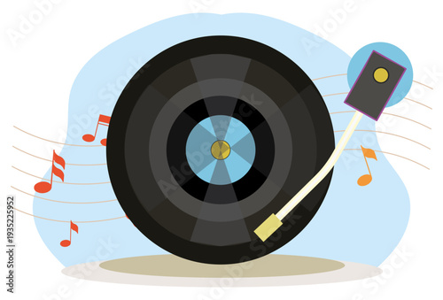 Vinyl Record Concept Illustration Vector Style