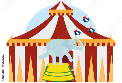 Elephant Circus Concept Illustration Vector Style