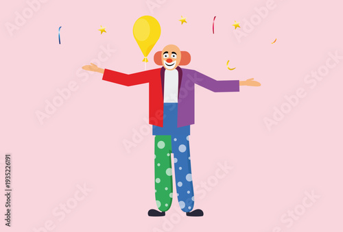 Fotografi Clown Concept Illustration Vector Style