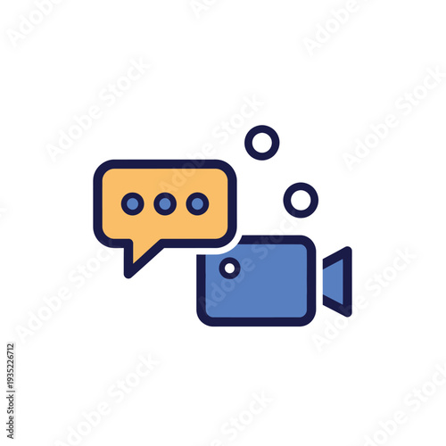 Modern digital communication icon illustrating seamless virtual meetings and online chat, symbolizing interactive video conferencing and instant messaging technologies