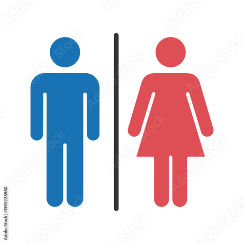 男子トイレ・女子トイレ・カラー案内サインピクトグラムアイコン (ベクター)