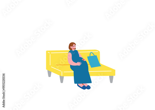 bよ０ウインの待合の椅子に座る妊婦のイラスト