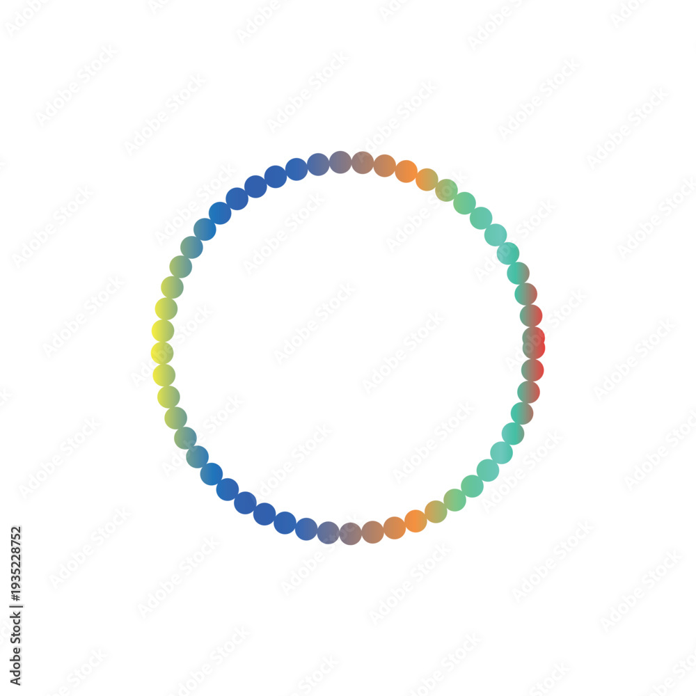 Fototapeta premium Colorful Dotted Circle Ring With Gradient Dots Minimal Abstract Geometric Frame Design