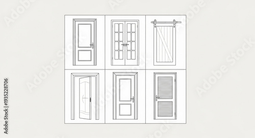 Collection of six different door designs and styles.