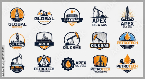 Collection of Oil and Gas Industry Logos and Icons.