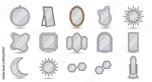 Collection of Various Decorative Mirrors and Frames.