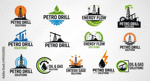Collection of oil and gas industry logos and symbols.