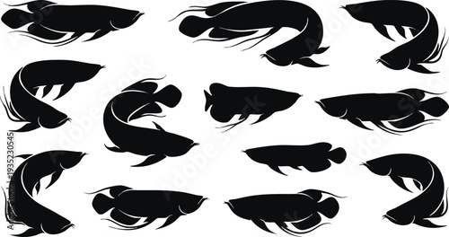 Collection of Black Fish Silhouettes.