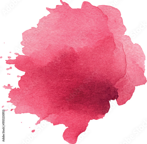 Pink red watercolor stain splash abstract paint blot element vector