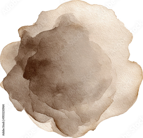 Brown watercolor stain blot abstract paint splash element vector