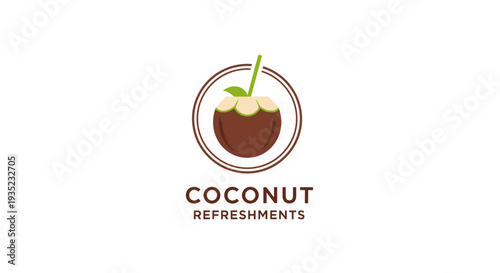 Coconut Refreshment Logo Design Element.