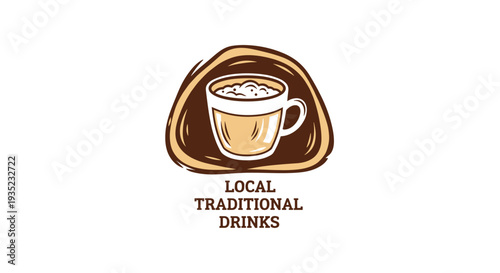 Coffee Cup Illustration with Foam Topping.