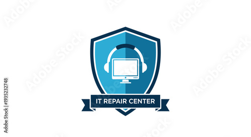 Computer Repair Service Logo Design Concept.