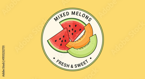 Colorful Melon Slices in Circle Logo.