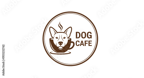 Dog Cafe Logo with Canine Illustration.