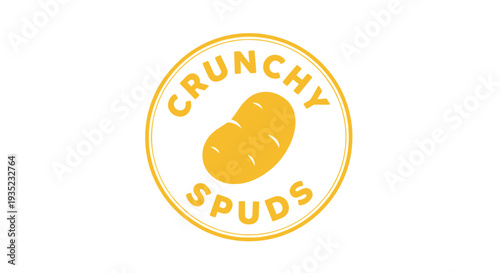 Crunchy Spuds Logo with Potato Illustration.