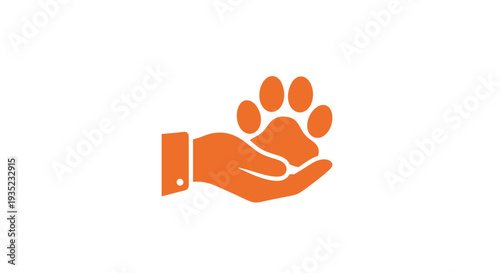 Hand holding animal paw icon illustration.