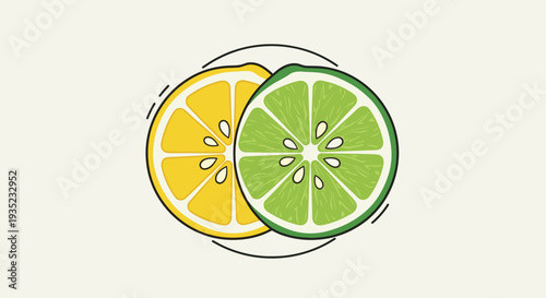 Lemon and Lime Citrus Fruits Slices.