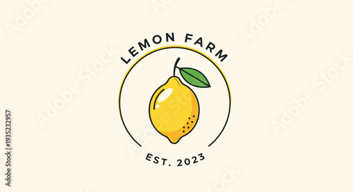 Lemon Fruit with Leaf Logo Design.