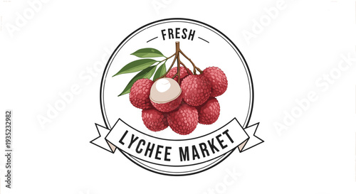 Lychee Fruit Logo Design Illustration.