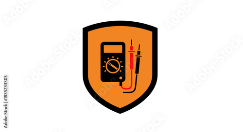 Shield Icon with Multimeter and Probe.