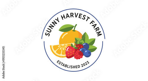 Sunny Harvest Farm Fruit Logo Design.