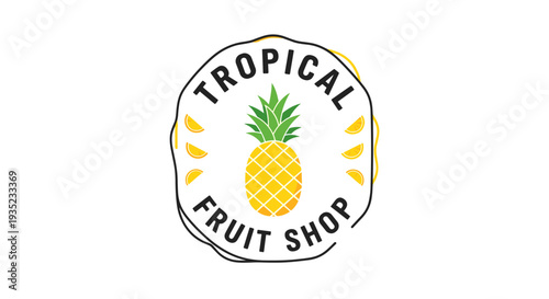Tropical Fruit Shop Logo with Pineapple.