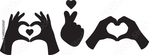 Love hand gesture silhouette icon vector set. Vector illustration.