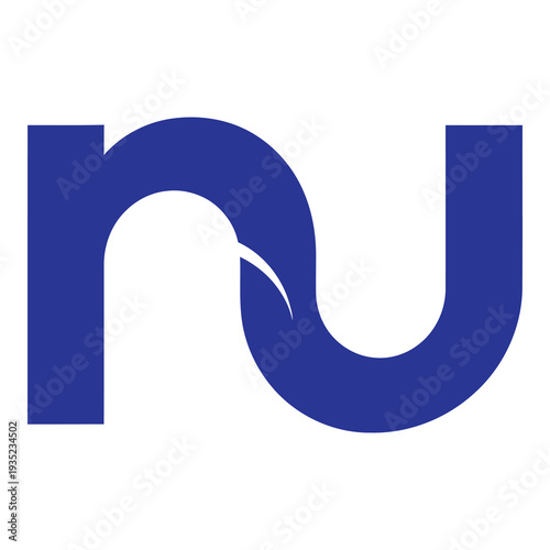 Blue lowercase letter nu symbol icon graphic design element icon
