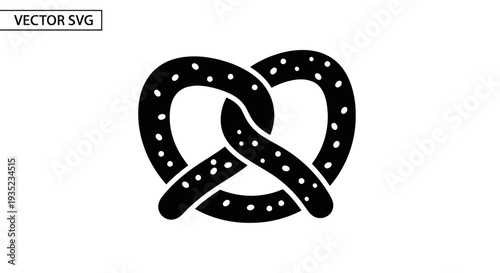 Black Pretzel Icon Silhouette Vector Art