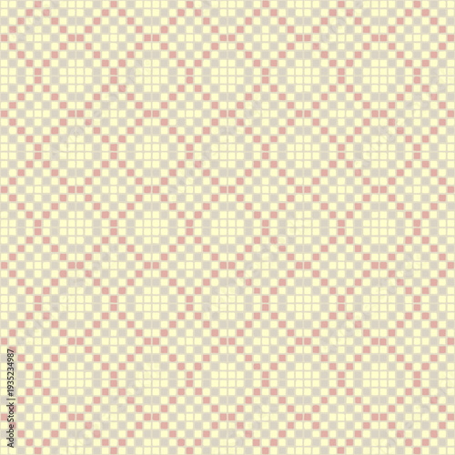 ornament from hand drawn squares. pink, beige, gray pixels. vector seamless pattern. repetitive background. embroidery template. modern decorative art. geometric fabric swatch. textile design