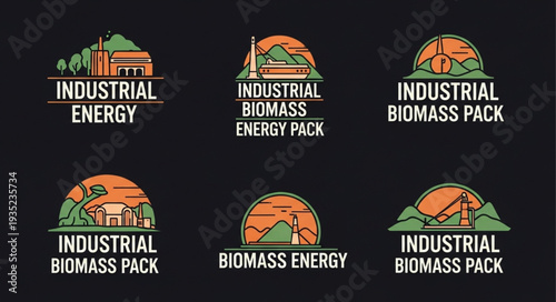 Industrial Biomass Energy Logo Collection.