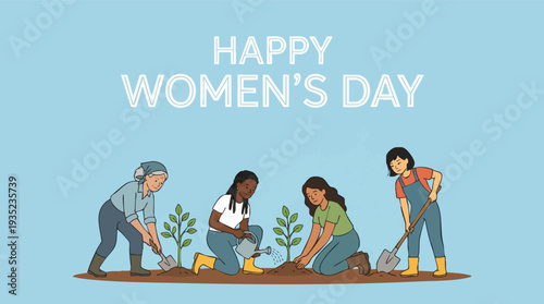 Women Planting Trees Together International Womens Day.