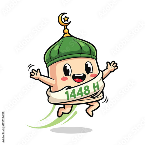 Happy Karakoro Character Wearing Green Turban and 1448H Sash