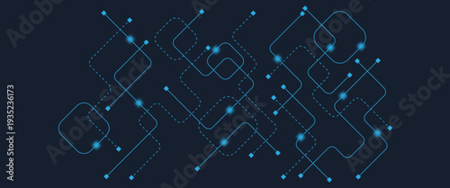 Abstract digital AI circuit board background with tech icons. Digital technology motherboard texture design. Engineering circuit board concept for poster, header, banner, website, presentation