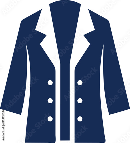 Dark blue coat with white collar and buttons illustration  simple fashion design element