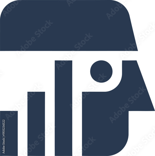 Simple dark blue business graph and chart symbol on white background for finance analysis