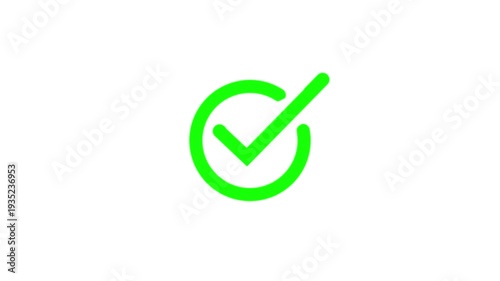 Green Check Mark Success Animation, Approved Tick Icon Loop 4K