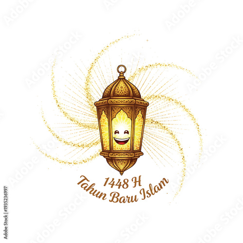 Lantern with Smiling Face and 1448 H Tahun Baru Islam