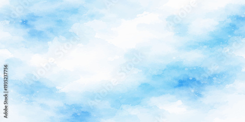 A beautiful blue sky background filled with bright white fluffy clouds creates a natural summer cloudscape on a sunny day