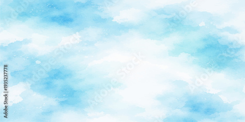 Beautiful bright blue sky background with fluffy white clouds on a sunny day creates a natural summer cloudscape