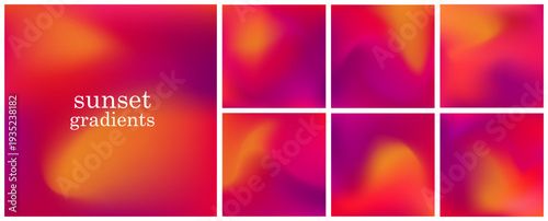 Collection of sunset mesh gradient backgrounds