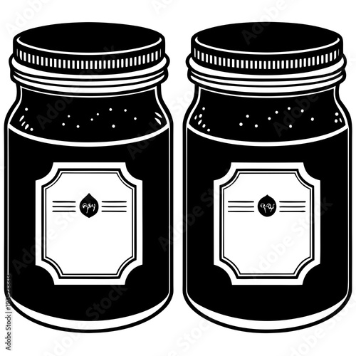 Jam jar vector illustration isolated on white background showing a transparent glass container with colorful jam