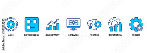 Scrum development banner web icon vector illustration concept with icon of agile, methodology, development, software, iterative, incremental and process