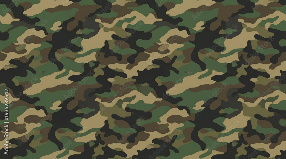 Fototapeta premium Seamless woodland camouflage pattern texture for military and outdoor applications.