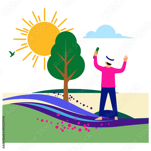 Happy Woman Celebrating Under the Sun