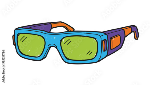 Hand-drawn vector augmented reality glasses for immersive technology experience and futuristic smart eyewear device