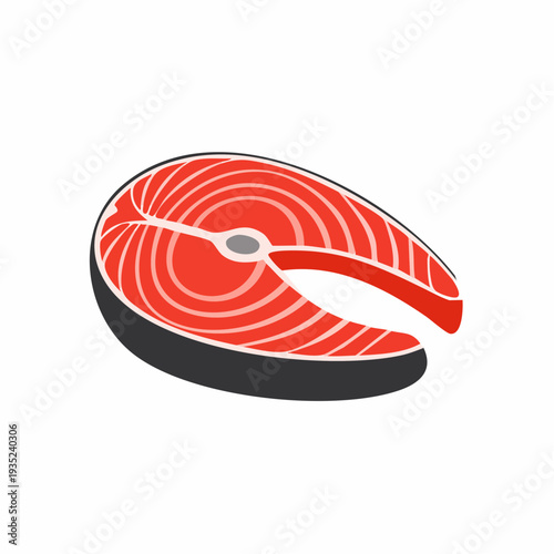Fresh salmon steak illustration, seafood, healthy eating concept