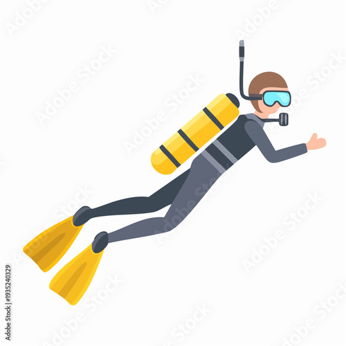 Cartoon illustration of a diver in a diving suit
